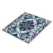 ティール(緑がかった色)ブルーホワイト素朴アズレ地中海のホ タイル (側面)