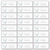 ティール(緑がかった色)ブルーボタニカルリースモノグラム結婚ズゲストズ シール (正面)