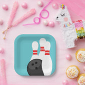 ティール（緑がかった色）ブルーボーリングパーティー紙プレート ペーパープレート (パーティー)