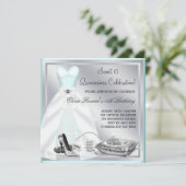 ティール(緑がかった色)ブルーボールガウンハイヒールティール(緑がかった色)キンセアニェラ 招待状 (スタンド正面)