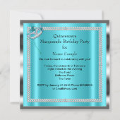 ティール（緑がかった色）ブルーマスカレードキンセアニェラパーティーマスク2 招待状 (裏面)