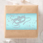 ティール（緑がかった色）ブルーマスカレードパーティーウォーターボトルラベル ラベル (インサイチュ)