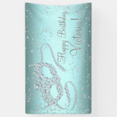 ティール(緑がかった色)ブルーマスカレード誕生日パーティー 横断幕 (縦)