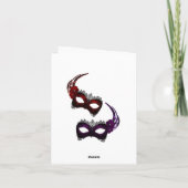 ティール（緑がかった色）ブルーマルディグラスマスクズサンキューカード サンキューカード (裏面)