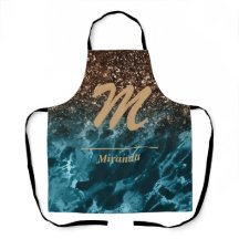 ティール（緑がかった色）ブルーマーブルグリッターモノグラムパーソナライズされた