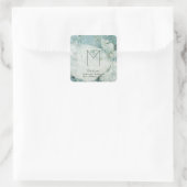 ティール（緑がかった色）ブルーマーブルスパークルモノグラム スクエアシール (バッグ)