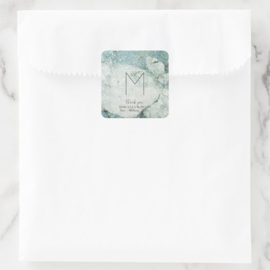 ティール(緑がかった色)ブルーマーブルスパークルモノグラム スクエアシール (バッグ)