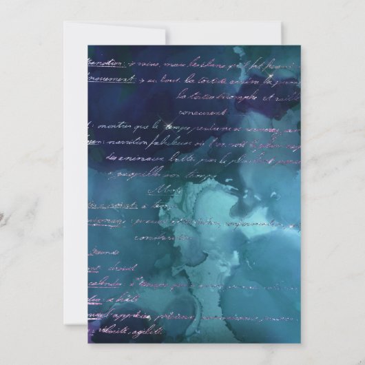 ティール（緑がかった色）ブルーマーメイドレターズシルバーグリッターサンキュー サンキューカード (裏面)