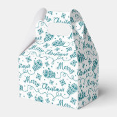 ティール(緑がかった色)ブルーミッテンス模様クリスマス フェイバーボックス (裏面サイド)