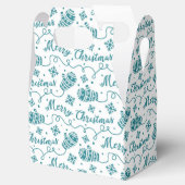 ティール(緑がかった色)ブルーミッテンス模様クリスマス フェイバーボックス (オープン)