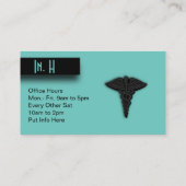 ティール（緑がかった色）ブルーメディカル 名刺 (裏面)