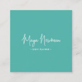 ティール（緑がかった色）ブルーモダンシックミニマルQRコード スクエア名刺 (正面)