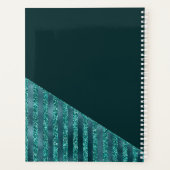 ティール（緑がかった色）ブルーモダントレンディーグラムグリッターパーソナライズされた プランナー手帳 (裏面)