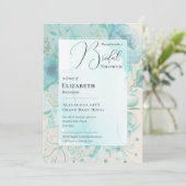 ティール（緑がかった色）ブルーモダンブライダルシャワープリントまたはデジタルイン 招待状 (スタンド正面)