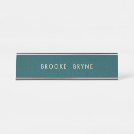 ティール（緑がかった色）ブルーモダンプロフェッショナルミニマル デスクネームプレート