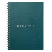 ティール(緑がかった色)ブルーモダンプロフェッショナルミニマル ノートブック (正面)