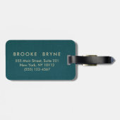 ティール（緑がかった色）ブルーモダンプロフェッショナルミニマル ラゲッジタグ (裏面横)