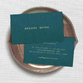 ティール（緑がかった色）ブルーモダンプロフェッショナルミニマル 名刺