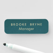 ティール（緑がかった色）ブルーモダンプロフェッショナルミニマル 名札 (インサイチュ)