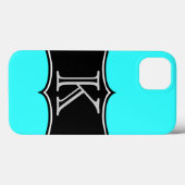 ティール（緑がかった色）ブルーモノグラムイニシャルスクロールIPADエアケース Case-Mate iPhoneケース (裏面 (横))