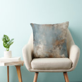 ティール（緑がかった色）ブルーラスティ茶色抽象芸術 クッション (椅子)