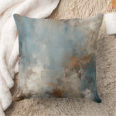 ティール（緑がかった色）ブルーラスティ茶色抽象芸術 クッション (ブランケット)