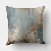 ティール（緑がかった色）ブルーラスティ茶色抽象芸術 クッション (裏面)
