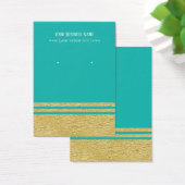 ティール（緑がかった色）ブルーラックスフェイク金ゴールドイヤリングディスプレイカード (デスク)