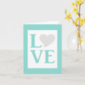 ティール（緑がかった色）ブルーラブウエディングパーティーノート カード (黄色い花)