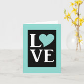 ティール（緑がかった色）ブルーラブシャワーパーティーノート カード (黄色い花)