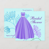 ティール（緑がかった色）ブルーラベンダーパープルブライダルシャワー 招待状 (正面/裏面)