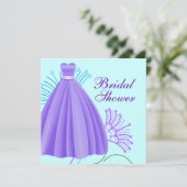 ティール（緑がかった色）ブルーラベンダーパープルブライダルシャワー 招待状 (スタンド正面)