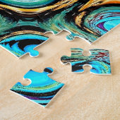 ティール（緑がかった色）ブルーリップルジグソーパズル ジグソーパズル (側面)