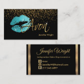 ティール(緑がかった色)ブルーリップ 名刺 (正面/裏面)