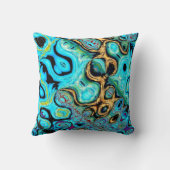 ティール（緑がかった色）ブルーリプル抽象芸術装飾用クッション クッション (裏面)