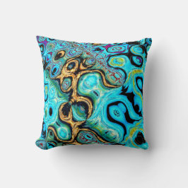 ティール(緑がかった色)ブルーリプル抽象芸術装飾用クッション クッション