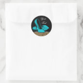 ティール（緑がかった色）ブルーレオパード高ヒールシューズシール ラウンドシール (バッグ)