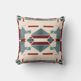ティール（緑がかった色）ブルーレッドベージュサウスウエストルックシンメトリ クッション