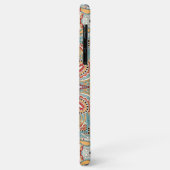 ティール(緑がかった色)ブルーレッドライトオレンジフローラモザイクパターン Case-Mate iPhoneケース (裏面/左)