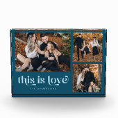 ティール（緑がかった色）ブルーレトロこれがラブコラージュ フォトブロック (正面)