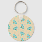 ティール(緑がかった色)ブルーレトロクワッドローラスケートパーソナライズされた キーホルダー (裏面)