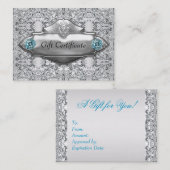 ティール(緑がかった色)ブルーレースエレガントティール(緑がかった色)ギフト券 割引カード (正面/裏面)