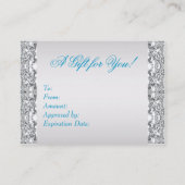 ティール(緑がかった色)ブルーレースエレガントティール(緑がかった色)ギフト券 割引カード (裏面)