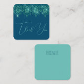 ティール(緑がかった色)ブルーレースダイヤモンド輝くルックエレガント ノートカード (正面/裏面)