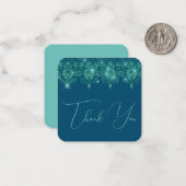 ティール(緑がかった色)ブルーレースダイヤモンド輝くルックエレガント ノートカード (正面/裏面インサイチュ)