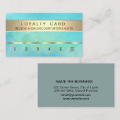 ティール（緑がかった色）ブルーロイヤリティカードサロン化粧アーティスト ロイヤリティカード (正面/裏面)