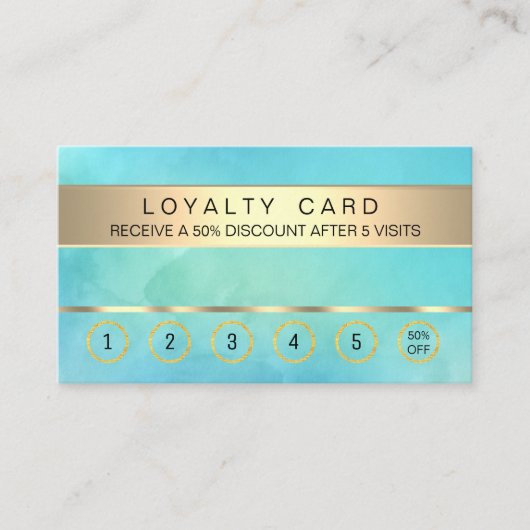 ティール（緑がかった色）ブルーロイヤリティカードサロン化粧アーティスト ロイヤリティカード (正面)