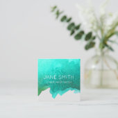 ティール(緑がかった色)ブルーロゴ水色モダンクリエイティブ業 スクエア名刺 (スタンド正面)