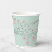 ティール（緑がかった色）ブルーローズピンクフローラ 紙コップ (正面)