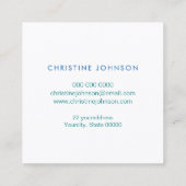 ティール(緑がかった色)ブルーロータスフラワーエステティシャン スクエア名刺 (裏面)